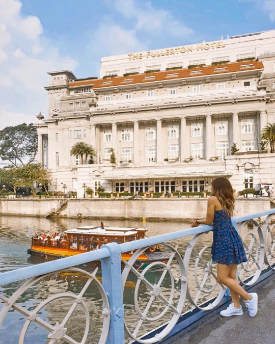 the riverside view of The Fullerton Hotel Singapore