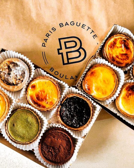 two boxes of mouth-watering assorted tarts from Paris Baguette
