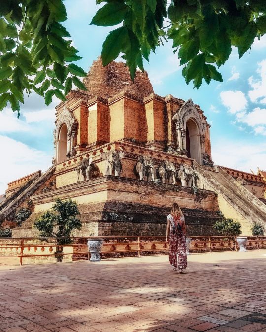 Wat Chedi Luang Buddist temple at the historic centre of Chiang Mai, Thailand