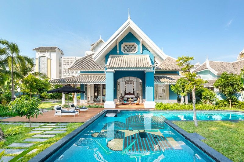 pool and the exterior of JW Marriott Phu Quoc Emerald Bay Resort & Spa